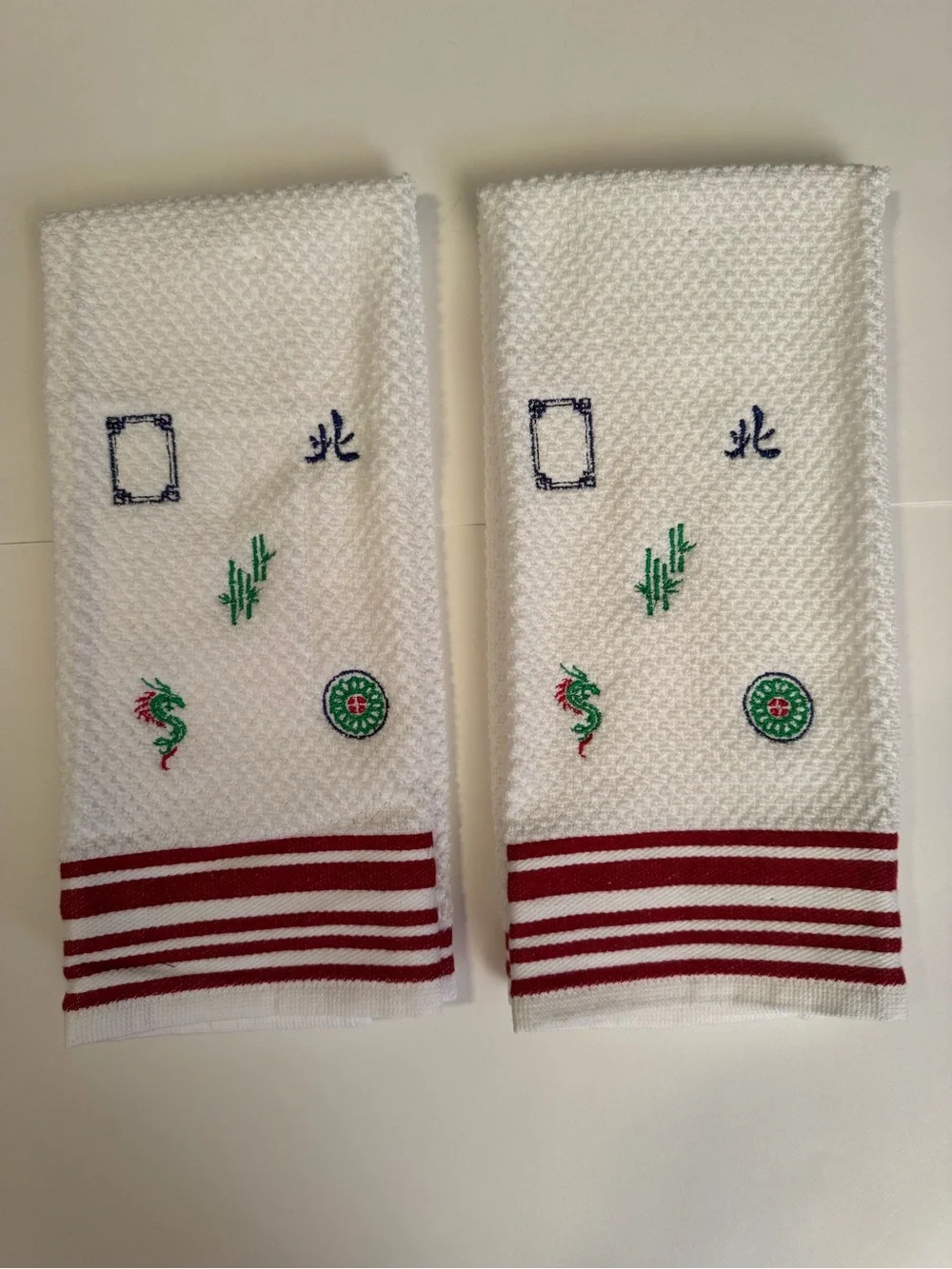 Mahjong Embroidered Hand Towels
